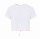 SHORT T-SHIRT WITH LOGO AND SATIN RIBBON