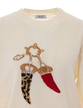 WOOL JACQUARD SWEATER WITH CHARM