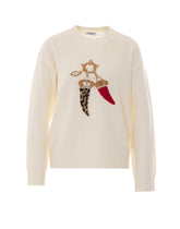 WOOL JACQUARD SWEATER WITH CHARM