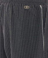 PINSTRIPED PANTS WITH LACE INSERT