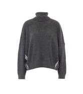 WOOL BLEND HIGH NECK SWEATER WITH BUTTONS
