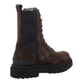 SUEDE AND WOOL BOOTIES WITH PRECIOUS DETAIL