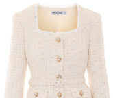 TAILORED BOUCLE' AND CHIFFON MIDI DRESS