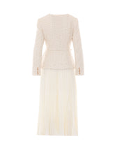 TAILORED BOUCLE' AND CHIFFON MIDI DRESS