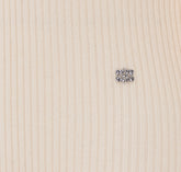 RIBBED MERINO TOP WITH LOGO AND RUCHES