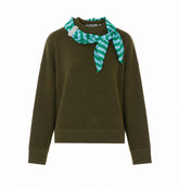 KURTIS WOOL MIXED SWEATER WITH DECORATED STRIPED SCARF