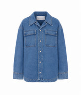 SAHARIENNE DENIM OVERSHIRT WITH MINI AMI DE COEUR LOGO