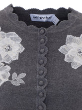GREY LACE FLOWER KNIT CARDIGAN