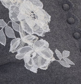 GREY LACE FLOWER KNIT CARDIGAN