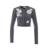 GREY LACE FLOWER KNIT CARDIGAN