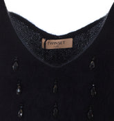 BRUSHED WOOL BLEND TOP WITH EMBROIDERY