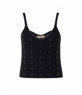 BRUSHED WOOL BLEND TOP WITH EMBROIDERY