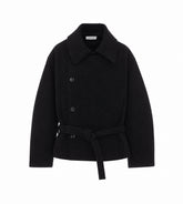 SHORT WRAP COAT IN FELTED WOOL