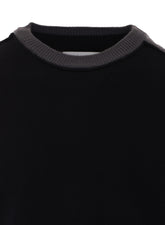 RIBBED CREW NECK SWEATER WITH EXPOSED STITCHING