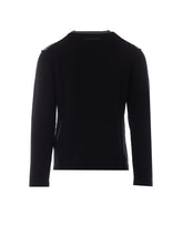 RIBBED CREW NECK SWEATER WITH EXPOSED STITCHING