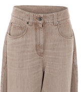 WIDE JEANS IN AUTHENTIC DENIM WITH MONILE
