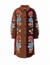 MIXED DELHI FLORAL MIDI FLEECE COAT