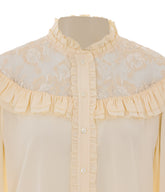 CAMICIA CON RUCHES ED INSERTI IN PIZZO