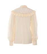 CAMICIA CON RUCHES ED INSERTI IN PIZZO