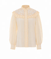 CAMICIA CON RUCHES ED INSERTI IN PIZZO