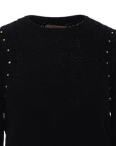 WOOL BLEND CABLE SWEATER WITH RHINESTONES
