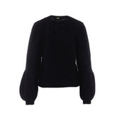 WOOL BLEND CABLE SWEATER WITH RHINESTONES