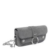 PORTAFOGLIO CON CATENA KATE IN SUEDE MINI