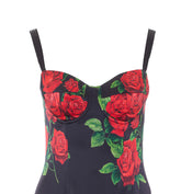 ROSES PRINT SATIN DRESS