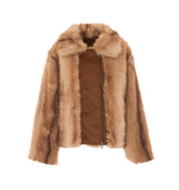 REVERSIBLE CHINCHILLA BONDED ZIP DOWN JACKET
