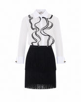 GEORGETTE DRESS WITH RUCHES AND FRINGES