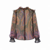 CAMICIA IN SETA CON STAMPA PIAZZATA PAISLEY DEGRADE'