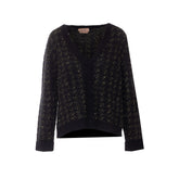 JACQUARD PIED-DE-POULE KNITTED CARDIGAN
