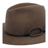 FELT FEDORA WITH LEATHER BAND AND MONILE