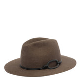 FELT FEDORA WITH LEATHER BAND AND MONILE