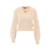 WOOL MIXED KNIT WITH CHEVRON DESIGN
