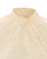 TOP A MANICHE LUNGHE IN PIZZO CON PAILLETTES