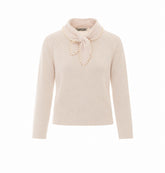 KASA WOOL AND CASHMERE SWEATER WITH BOW COLLAR DECORATED WITH BEADS
