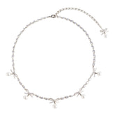 CRYSTAL BOW PEARL CHARM NECKLACE