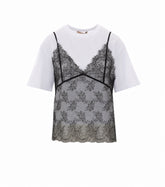 T-SHIRT CON TOP IN PIZZO