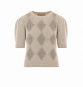 MAGLIA JACQUARD A ROMBI CON PAILLETTES