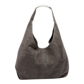 BORSA A SPALLA ELLISSE CROCO IN SUEDE
