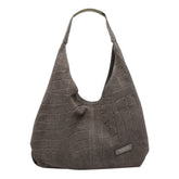 BORSA A SPALLA ELLISSE CROCO IN SUEDE