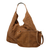BORSA A SPALLA ELLISSE CROCO IN SUEDE