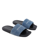 POOL SLIDE CRYSTAL HOTFIX IN DENIM