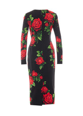 ABITO MIDI STAMPA ROSE CHARMEUSE