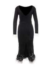 CHENILLE KNIT FEATHER MIDI DRESS