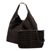 ELLISSE CROCO SUEDE SHOULDER BAG