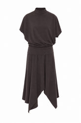 TWISTED DRESS IN WOOL VISCOSE INTERLOCK